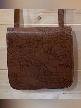 Patricia Nash Granada crossbody bag in a brown leather map print